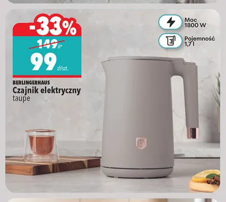 Czajnik elektryczny taupe BerlingerHaus promocja w Biedronka