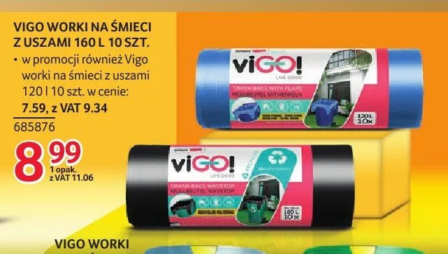 Worki na śmieci z uszami Vigo 120l promocja w Selgros
