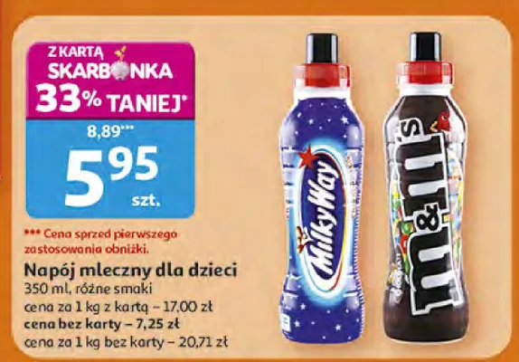 Napój mleczny Milky Way lub M&M's dla dzieci promocja w Auchan