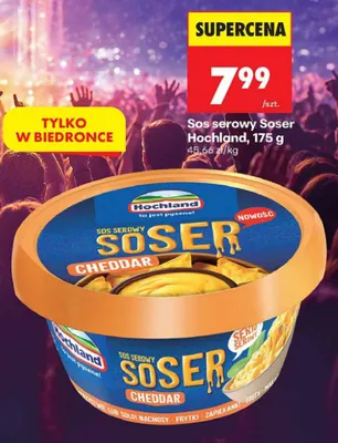 Sos serowy Soser Cheddar Hochland promocja w Biedronka