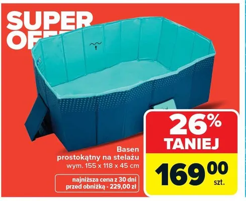 Basen prostokątny na stelażu 155x118x45cm promocja w Carrefour