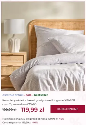 Komplet pościeli z bawełny satynowej Linguine home&you promocja w home&you