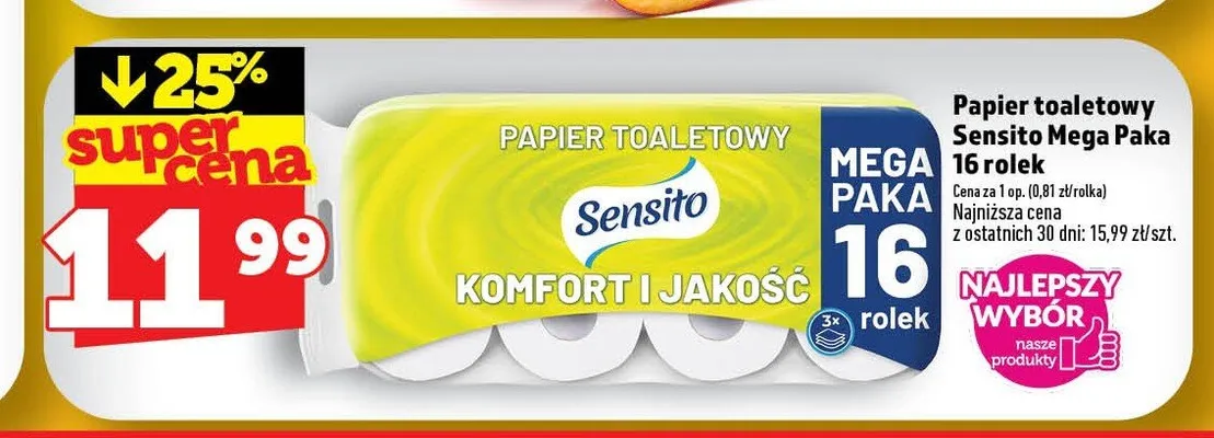 Papier toaletowy Sensito Komfort i Jakość Mega Paka promocja w TOPAZ