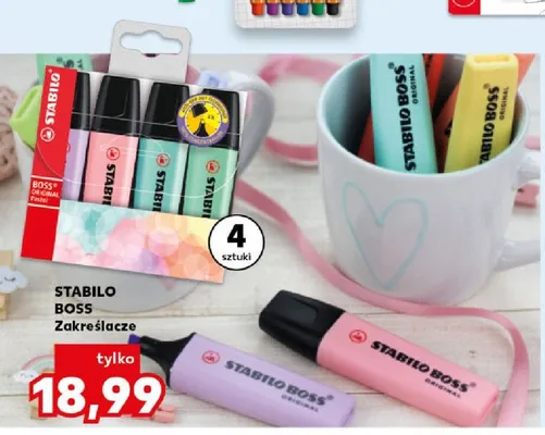 Zakreślacze Stabilo Boss 4-pak promocja w Kaufland