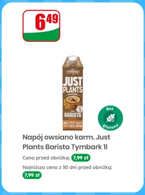 Napój owsiano-karmelowy Tymbark Just Plants Barista promocja w Dino