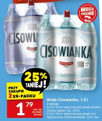 Woda Cisowianka gazowana promocja w Twój Market