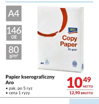 Papier kserograficzny Aro A4 80 g promocja w Makro