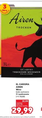 Wino białe wytrawne El Carisma Airen promocja w Kaufland