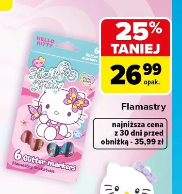 Flamastry brokatowe Hello Kitty promocja w Carrefour