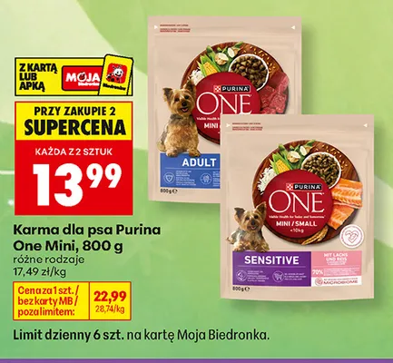 Karma dla psa Purina One Mini Sensitive promocja w Biedronka