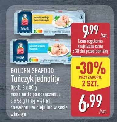 Tuńczyk jednolity w oleju lub w sosie własnym promocja w Aldi