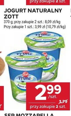Jogurt naturalny Zott Primo promocja w Stokrotka