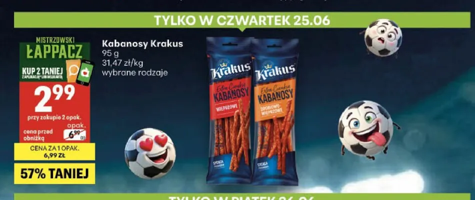 Kabanosy wieprzowe Krakus promocja w Delikatesy Centrum