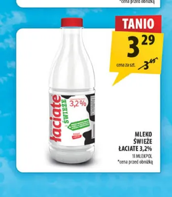 Mleko świeże Łaciate 3,2% promocja w Arhelan
