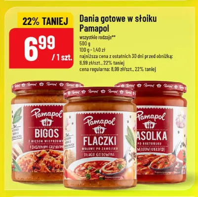 Danie gotowe w słoiku flaczki wołowe po zamojsku długo gotowane Pamapol promocja w POLOmarket