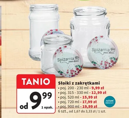 Słoiki z zakrętkami ALTOM DESIGN 6-pak 520ml promocja w Intermarche