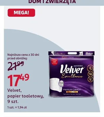 Papier toaletowy Velvet Excellence Premium Comfort promocja w Rossmann