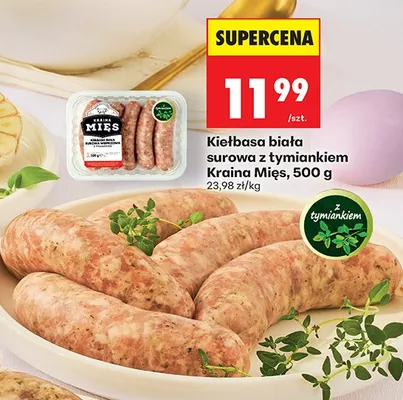 Kiełbasa biała surowa z tymiankiem, 500 g promocja w Biedronka