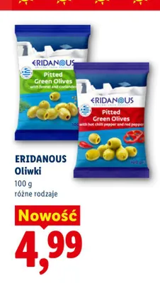 Oliwki zielone drylowane Eridanous z papryczką chili i czerwoną papryką promocja w Lidl