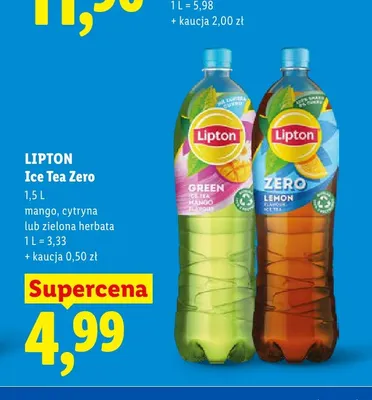 Herbata mrożona Lipton Ice Tea Zero mango promocja w Lidl
