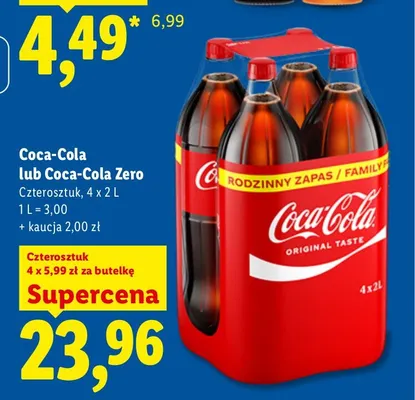 Napój gazowany Coca-Cola Zero 4-pak promocja w Lidl