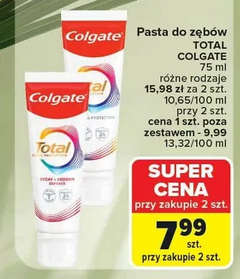 Pasta do zębów Colgate Total promocja w Carrefour Market