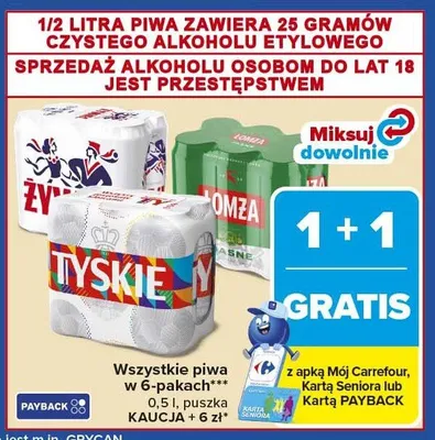 Piwo Łomża Jasne 6-pak 500ml promocja w Carrefour Market