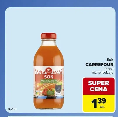 Sok marchew jabłko truskawka Carrefour Classic promocja w Carrefour Market
