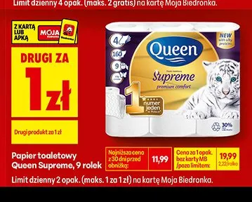 Papier toaletowy Queen Supreme promocja w Biedronka