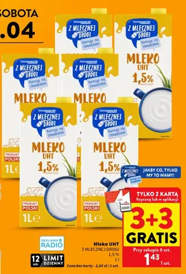Mleko UHT Z Mlecznej Drogi 1,5% promocja w Intermarche