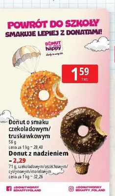 Donut z nadzieniem czekoladowym Donut Happy promocja w Leclerc
