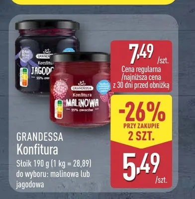 Konfitura malinowa Grandessa promocja w Aldi