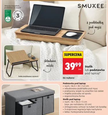 Stolik pod laptop Smukee promocja w Biedronka