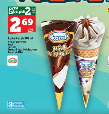 Lody rożek czekoladowy Koral promocja w TOPAZ