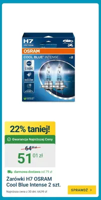 Żarówki H7 Osram Cool Blue Intense 2-pak promocja w ERLI