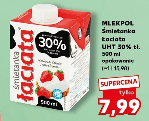 Śmietanka łaciata UHT 30% tł. promocja w Kaufland
