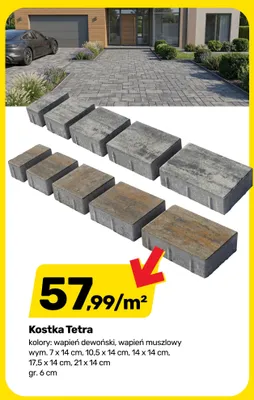 Kostka brukowa Tetra grubość 6 cm promocja w Bricomarche