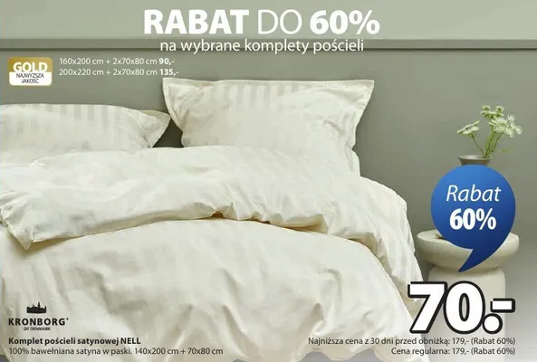 Komplet pościeli satynowej promocja w Jysk