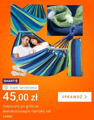 Hamak ogrodowy wielokolorowy Lewer promocja w Allegro