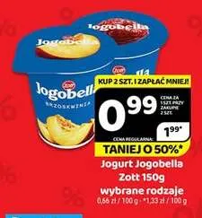 Jogurt Jogobella brzoskwiniowy Zott promocja w Delfin