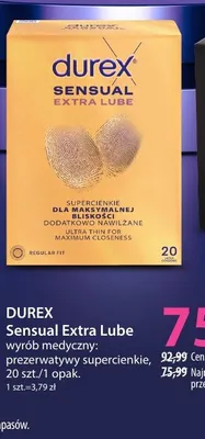 Wyrób medyczny prezerwatywy supercienikie Sensual Extra Lube DUREX promocja w Hebe