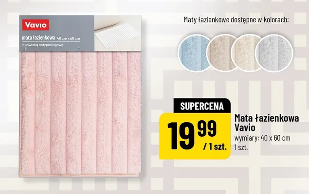 Mata łazienkowa Vavio 40x60cm z powłoką antypoślizgową promocja w POLOmarket