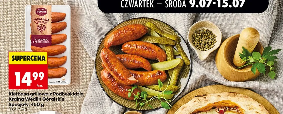 Kiełbasa grillowa z Podbeskidzia Kraina Wędlin Góralskie Specjały promocja w Biedronka