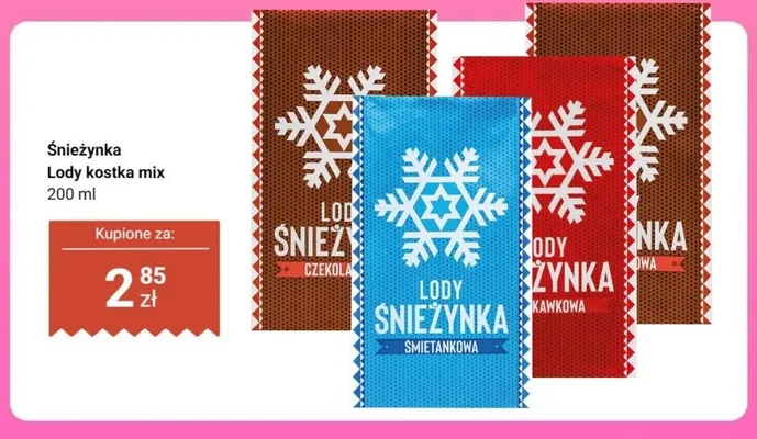 Lody kostka czekoladowa Śnieżynka promocja w Dino