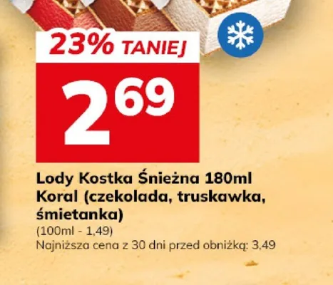 Lody Kostka Śnieżna Koral truskawka promocja w Hitpol
