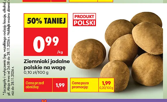 Ziemniaki jadalne polskie promocja w Biedronka