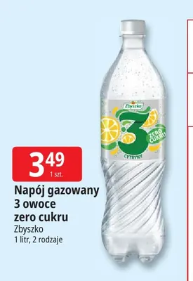 Napój gazowany Zbyszko 3 owoce zero cukru promocja w Leclerc
