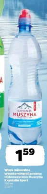 Woda mineralna wysokomineralizowana niskonasycona Krystalia Muszyna Sport promocja w Netto