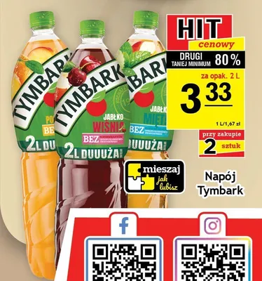 Napój Tymbark jabłko wiśnia promocja w Gram Market