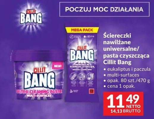 Ściereczki nawilżane uniwersalne/pasta czyszcząca Cillit Bang eukaliptus i paczula multi-surfaces promocja w Makro